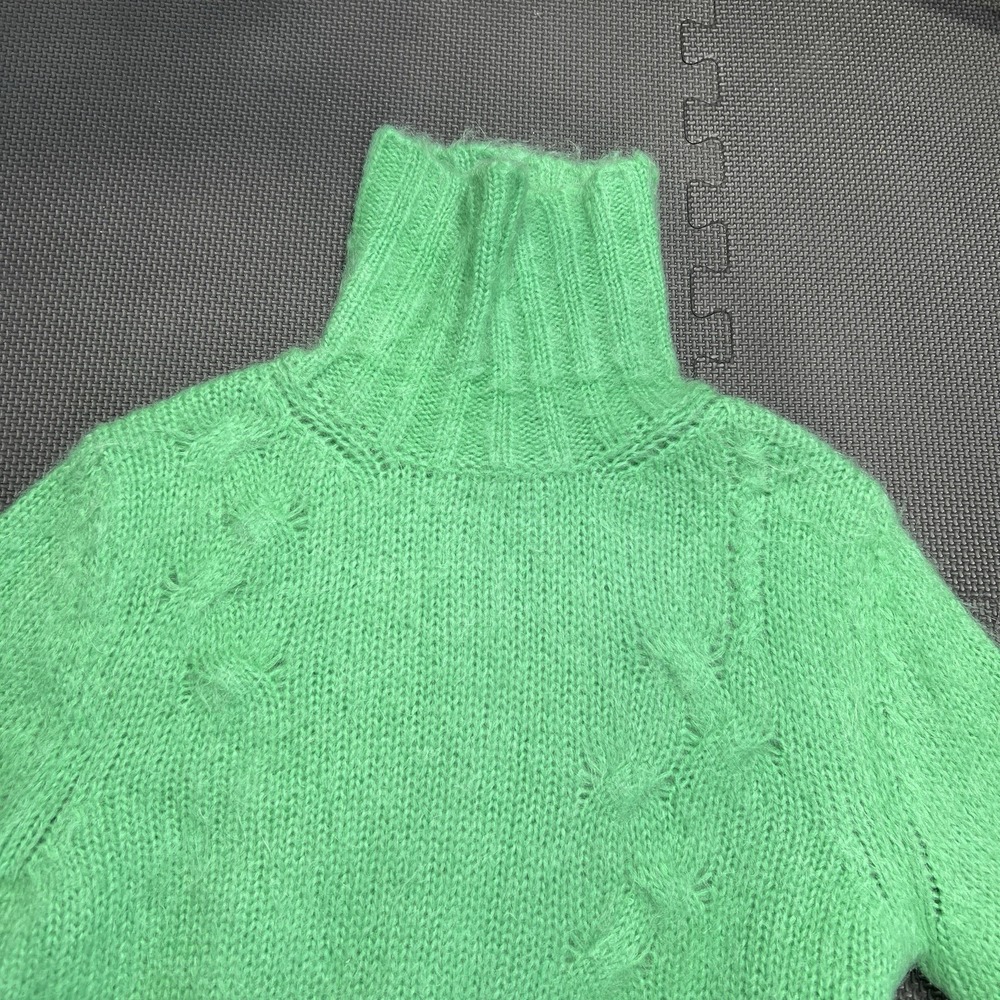 ALYSI Mohair blend Made in Italy Size Med Turtle neck Sweater Green - Picture 5 of 16